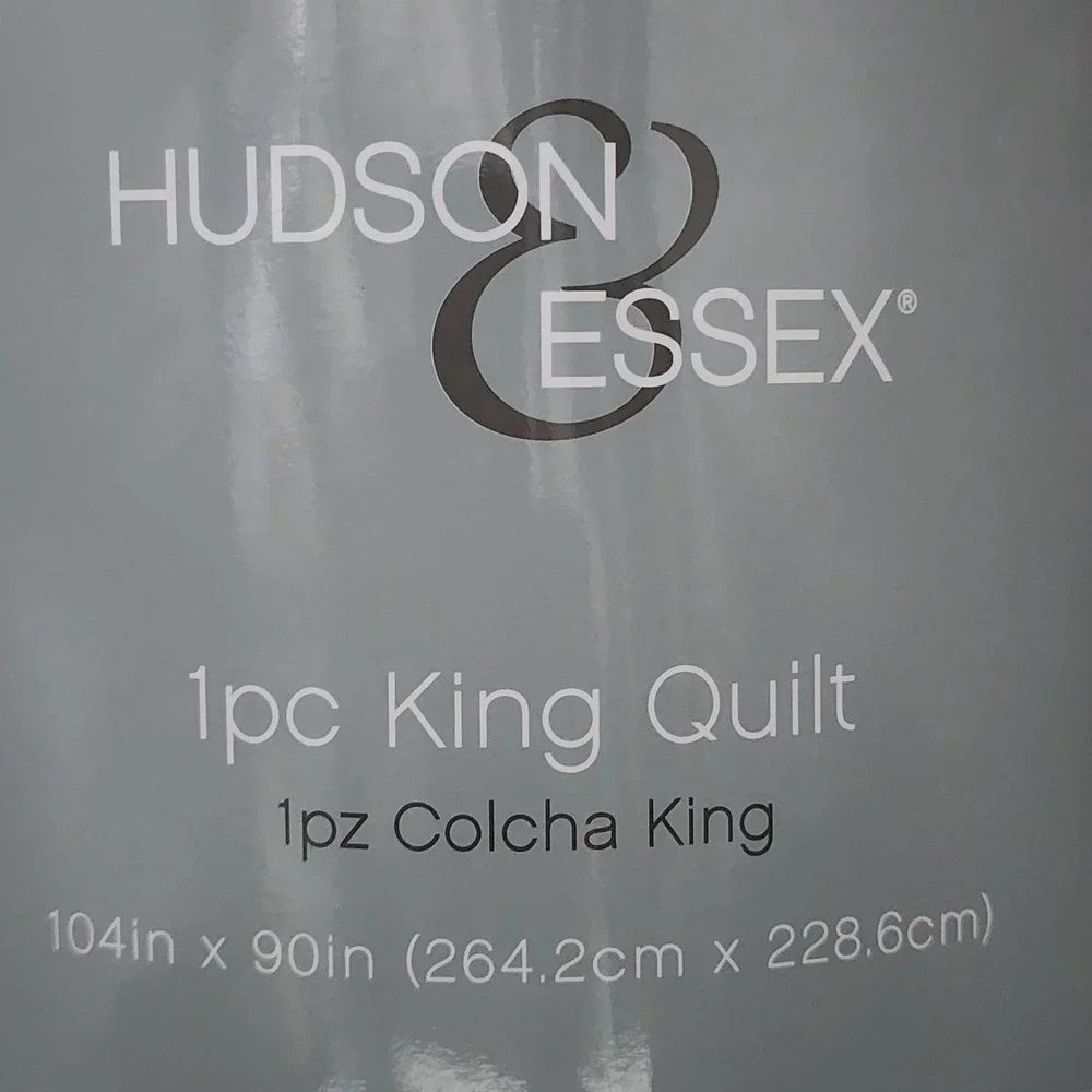 Hudson Essex 3pc Navy Gray Reversible One King Size Quilt And 2 Standard Shams